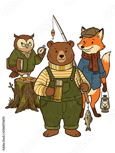 Three cartoon farm animals carrying holiday gifts.