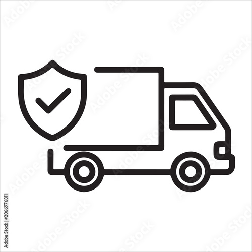 Delivery truck with shield protection icon vector illustration.