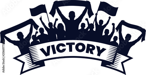 фотографія Football world cup celebration silhouette of fans with flags and victory banner