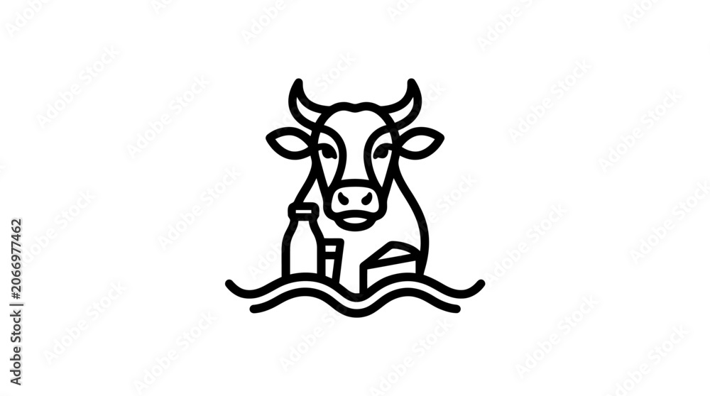 Fototapeta premium A cow relaxing with a beer bottle.