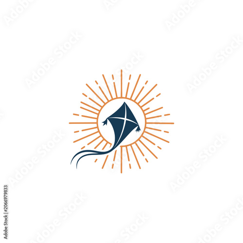 Stylized Shark Logo with Sunburst Design.