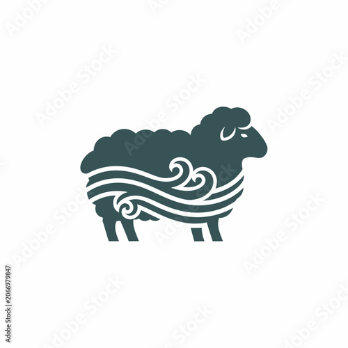 Stylized Sheep Illustration with Flowing Wool.