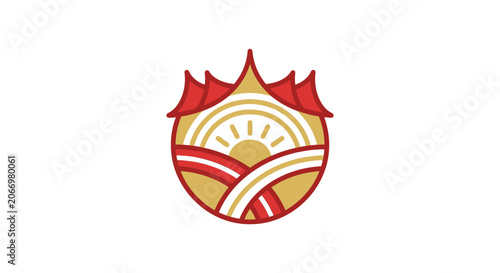 Sunset logo with red and yellow.