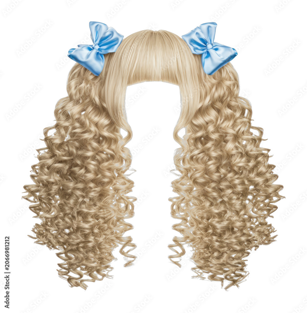 Obraz premium PNG Curly blonde hair with bows