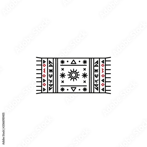 Traditional Tribal Patterned Carpet Design Element.