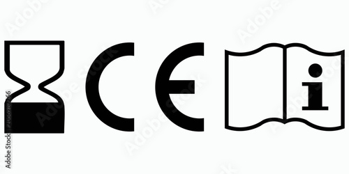 Foto CE Marking with Hourglass Lifespan and Instruction Manual Icons for European Pro