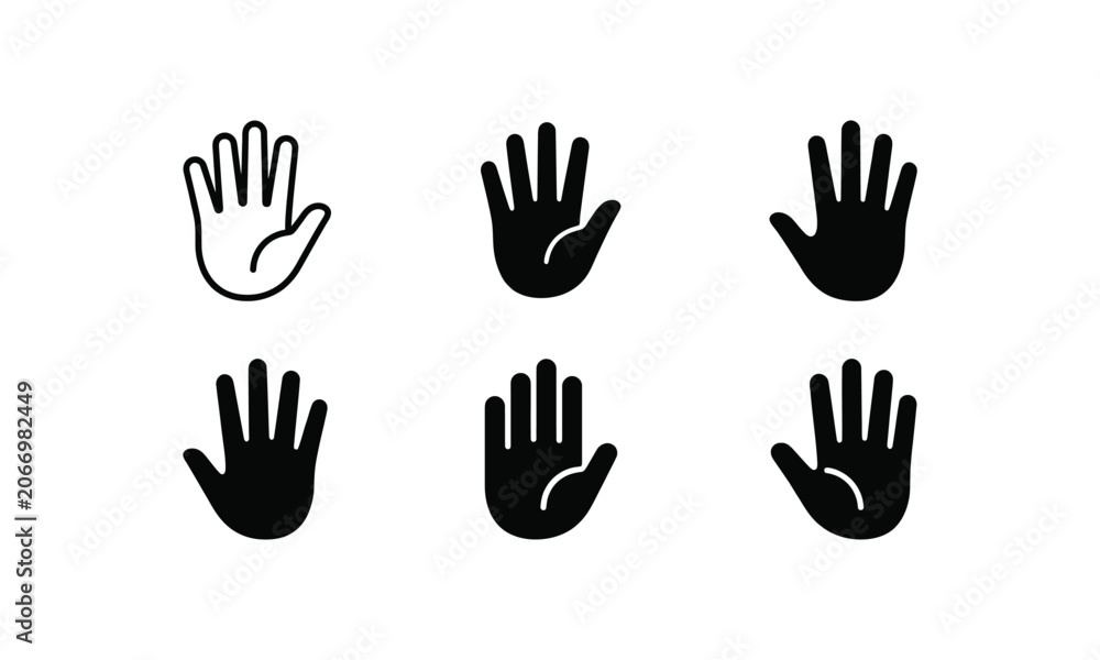 Fototapeta premium Human palm hand gesture icons set for voting and participation.
