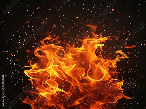 Vibrant abstract digital flame animation artwork.