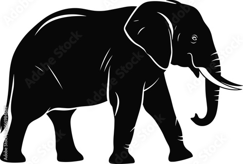 Photography African Elephant Silhouette Vector Illustration Isolated Wildlife Animal Side Vi