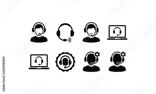 Customer support and helpdesk assistance service icons vector.