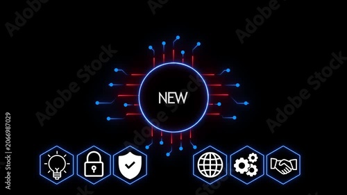 NEW Global Business Communication Network Icon Design with Connected People and Digital Technology Concept