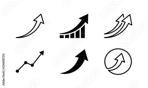 Collection of up arrows showing growth, success, and progress symbols.