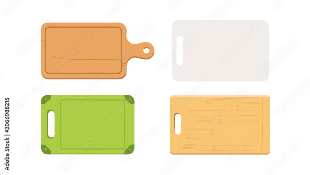 Obraz premium Set of kitchen chopping boards isolated on white background