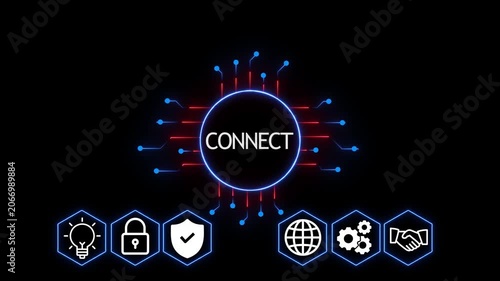 CONNECT Global Business Communication Network Icon Design with Connected People and Digital Technology Concept