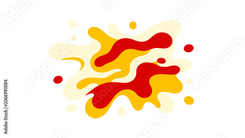 Red yellow and white sauce splashes in flat vector style