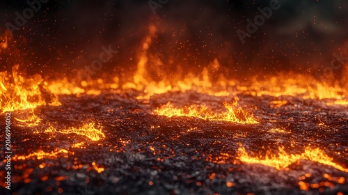 Hot orange inferno with dark smoke and sparks image