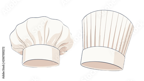 Fotografía Set of two chef hats and toque illustrations isolated on white