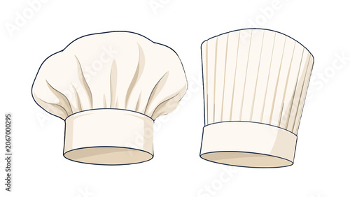 Bild auf Leinwand Set of two white chef hats and toques isolated illustration