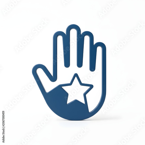 Blue shopping bag with white star and green handles.