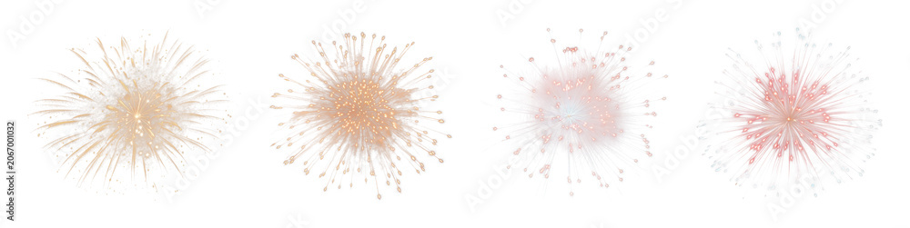Obraz premium PNG Colorful fireworks bursting in the night sky, transparent background