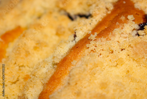 Sweet bread with crumb topping. Close-up of sweet  bread with sweet crumb topping details.