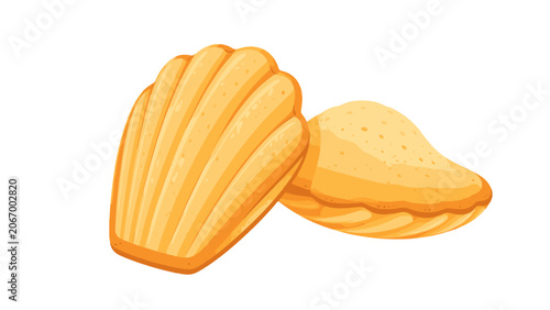 Принти на полотні Shell shaped madeleine cakes isolated flat vector illustration