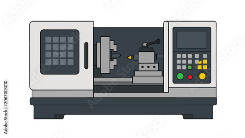 CNC lathe machine color icon with control panel