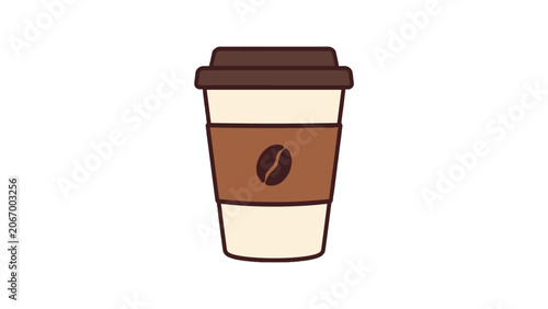 Quadro su tela Disposable coffee cup icon with bean symbol in flat vector style
