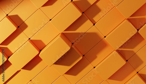 Orange 3D Render Cube Pattern Background Abstract Geometric Light