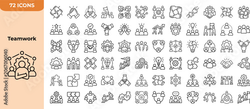 Foto Premium, Modern Teamwork Icon Pack, Scalable Editable Vector, New Black Outline