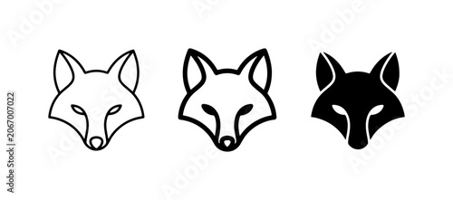 Foto Fox Head Icons, Minimalist Animal Graphics, Outline and Silhouette Styles