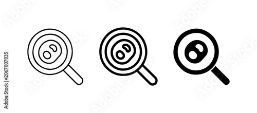 Photos Magnifying Glass with Cells, Research Icons, Science Discovery Vector Set