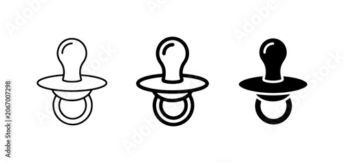 Quadro su tela Baby Pacifier Icons, Soothing Nipple Symbols, Infant Soother Graphics, Vector Se