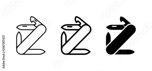 Swiss Army Knife Icons, Pocket Tool Symbols, Multitool Vector Set