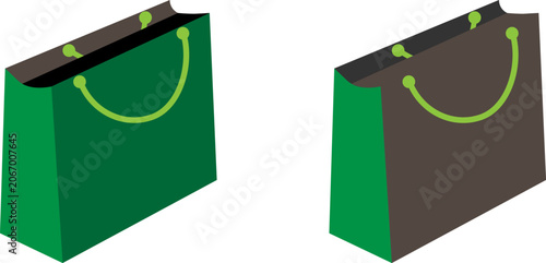 Brown paper shopping bag vector illustration, eco-friendly craft gift bag with handles, minimalist retail packaging icon for commerce