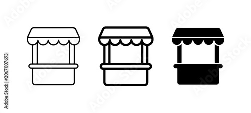 Market Stall Icons, Booth Graphics, Kiosk Vector Set, Retail Stand Illustrations