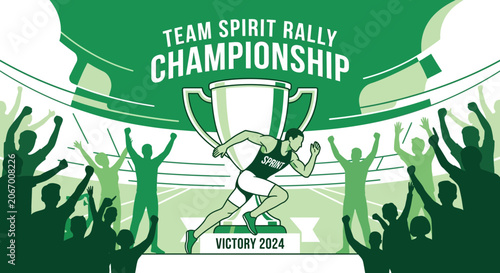 Sprint Championship Victory Rally With Cheering Crowd And Trophy Celebration