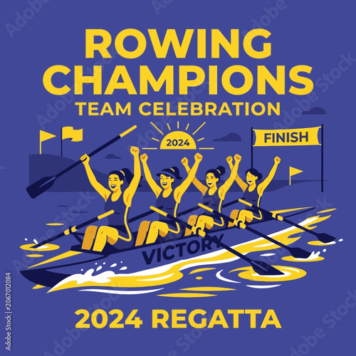 Rowing Champions Team Celebration Victory Regatta 2024 Event
