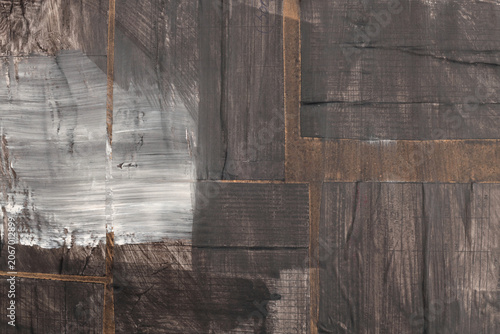 Torn, ripped crumble paper pieces wrinkled collage. Art Poster painting wall. Abstract grunge dirty beige white, texture neutral background.
