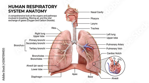 Anatomical diagram of the human respiratory system
