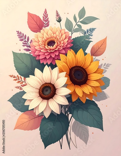 Vibrant autumn flower bouquet arrangement.
