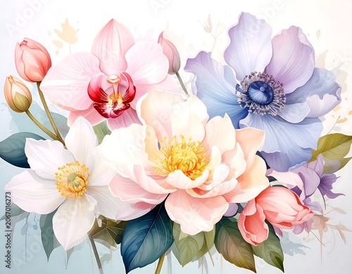 Vibrant bouquet of fresh garden flowers in vase.