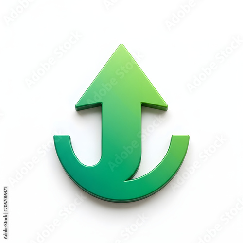 Bright Green Upward Direction Arrow Symbol.
