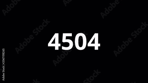 Animated Numeric Counter 0 to 9000 on Transparent Background, Digital Number Motion Graphic, Dynamic Digit Overlay, 4K Alpha Channel