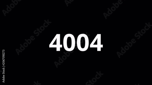Animated Numeric Counter 0 to 8000 on Transparent Background, Digital Number Motion Graphic, Dynamic Digit Overlay, 4K Alpha Channel