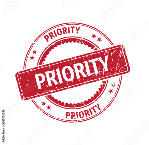 Tableau sur toile Red priority stamp on white background.