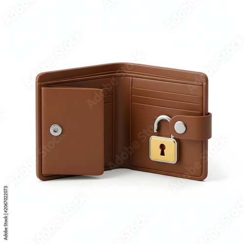 Brown Leather Wallet With Gold Lock Clasp.