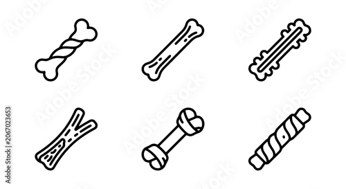 Dog Treat Icons, Pet Food Vector Set, Bone Shapes, Healthy Snack Graphics
