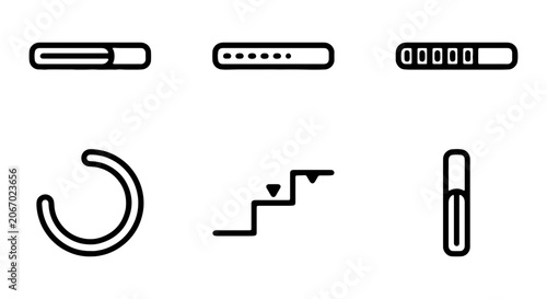 Loading Progress Bars, Circular Indicator, Steps, and Gauge Icons Set