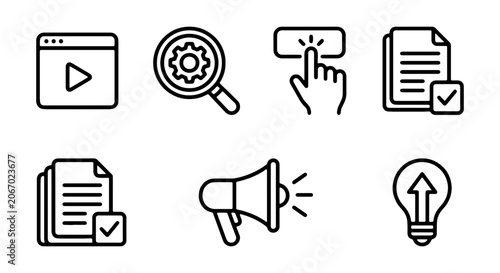 Digital Marketing Icons: SEO, Analytics, Content, Promotion, Ideas, Web